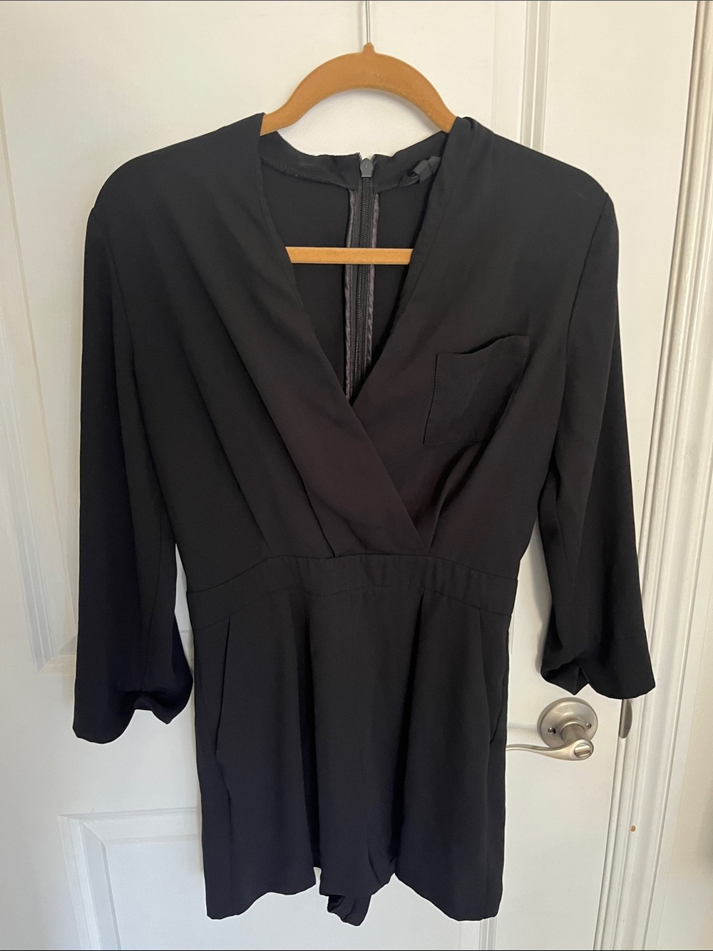 Topshop Black V-Neck Long Sleeve  Romper